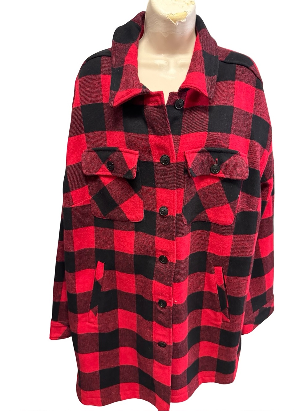 1629D / Torrid Brushed Twill Cotton Buffalo Plaid Shacket Size 1 = 1 X 14-16 NWT